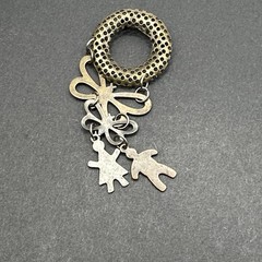 Vintage Dangling Butterfly And People Brooch Pin J44J