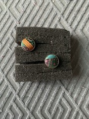 Vintage Fabric Cuff links w Bold Colors
