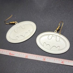 Fun Funky Vintage 80s 90s Earrings ` Batman Bat Man Signal DC Comics Eighties