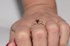 Vintage Circa 1990s 14k Gold Natural Diamond And Oval Cut Tourmaline Ring