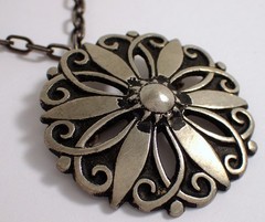 HUGE Vtg MCM Borje Tennung Sweden BT T9 Pewter Flower Brooch Pendant Necklace
