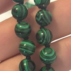 Vintage Malachite Green Stone Necklace Knotted 30” NWT
