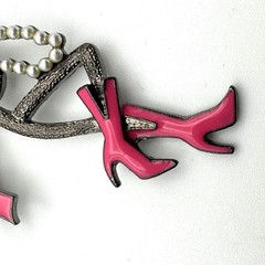 Glamorous Dancer Rhinestone Crown Faux Pearls Pink Enamel Brooch Pin