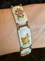 Vintage Finn Jensen Norway Gold Washed Sterling Silver Guilloche Enamel Bracelet