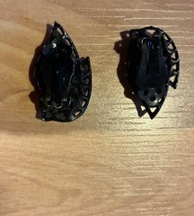 Black Filigree Vintage Flower Brooch Pin & Matching Clip-on Earrings Jewelry Set
