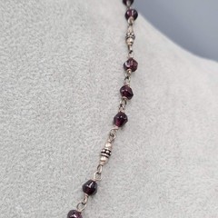 Vintage Silpada Dainty Sterling Silver Faceted Garnet Bead Necklace 16″-18″