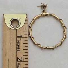 Vintage Gold Tone Twisted Wire Rope Dangle Hoop Earrings Large Statement Retro