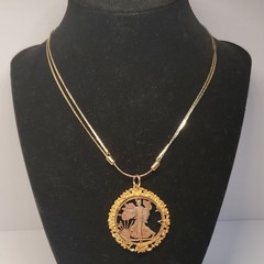 Walking Liberty Half Dollar Cut Out Coin Pendant with Border and chain