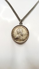 Antique 1910 Australian 925 Sterling Silver One Shilling Coin Necklace