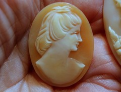 3 Antique Loose Shell Cameo With Warm Peach & White Tones LOT