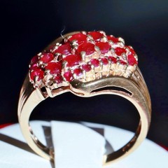 10k yellow gold ring 1.40ct natural, treated ruby size 8 vintage 4.27gr N3724