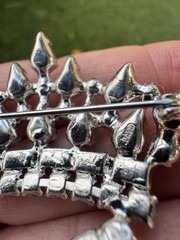 Vintage B David Signed “Family Crown” AB Rhinestone Pearl Tiara Brooch with box