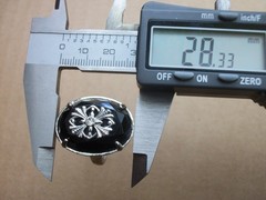 Vintage Avon Art Deco Black Oval Ring Silver Tone Gothic Filigree Size 8.5