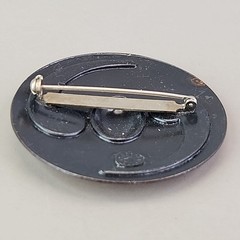 Vintage Copper Bell Brooch Southwest Round Black Inset Ying Yang 2″
