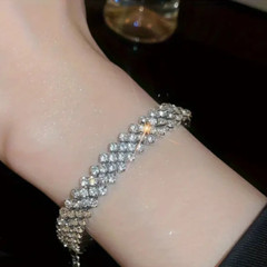 Tennis Bracelet 11.9 Ct Clear Sapphire Adj Length 7.5-11 in 925 Sterling Silver