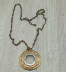 Marjorie Baer SF Brutalist Mixed Metal Medallion Pendant Necklace