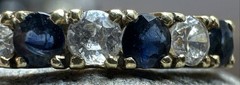 **14K YELLOW GOLD** VTG Art Deco Blue Topaz ‘Half Eternity Band’ (Sz. 5) ( 1.4G)
