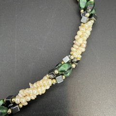 Elegant Vintage-Style Twisted Pearl – Gemstone Statement Necklace 19 Inches