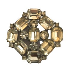 Stunning Vintage Art Deco Large Stone Statement Brooch Clear Stones Glamorous
