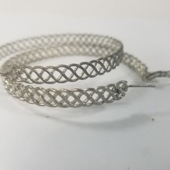 Silver Tone Filigree Cuff Hoop Earrings Pierced Large