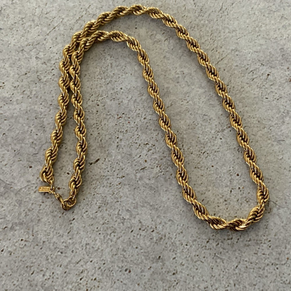 Vintage MONET signed twisted rope chain necklace classic every day style