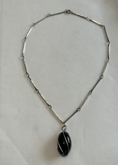 Rare Mid-Century Modernist Sterling Silver & Black Onyx Necklace c.1965–1975