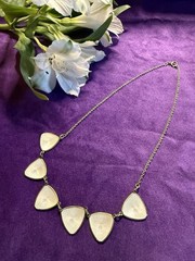 Vintage MCM Albert Scharning Enamel 935 Silver Gold Wash Station Necklace