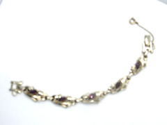 Vintage BARCLAY Faux Diamond Rhinestone Amethyst Statement Bracelet 1 1/4″