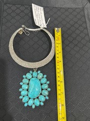 New Authentic Made in the Deep South Turquoise Pendant with Rhinestone