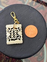 Vintage Carved Chinese Ivory Bakelite (unsure) Pendant Charm
