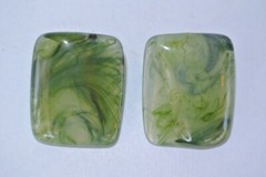Vintage Green Swirl Translucent Plastic Lucite 1.25″ Pierced Earrings