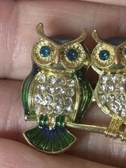 1×1” Multicolored Rhinestone Owls On A Branch Brooch (62)