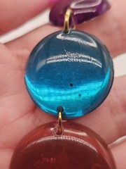 Vintage Multicolor Lucite Plastic Dangle Clip On Earrings Orange Blue Purple