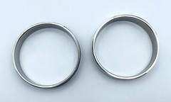 2 Vintage White and Black Mother of Pearl Inlay Silver Tone Bangle Bracelets