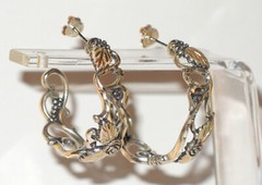 Vtg WM Co. Wheeler Western Two Tone Sterling Silver 12K Gold Hoop Earrings