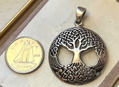 Vintage Sterling Pendant CELTIC VIKING KNOTTED TREE Of LIFE Mythology Cosmology