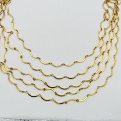 Vintage Gold Tone Necklace Curved Link Multi Chain 5 Strand 31.5”