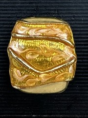 Vintage Two Sisters Medici Orange & Gold Tone Clip On Earrings Lauren & Leah 2″