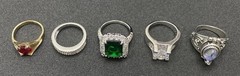 ✨Lot Of 5 Vintage To Now Beautiful Gemstone Estate Rings, All Size 6✨