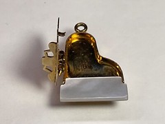 VTG JMS Piano Charm Pendant Opens Gold Filled Locket 3D Signed