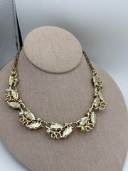 Mid Century Jelly Lucite Lisner autumn leaves and rhinestone choker 16″ adj.