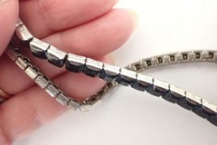 Lot Of 2 Art Deco Vintage Silver Tone Channel Set Bracelets Blue Square Crystals