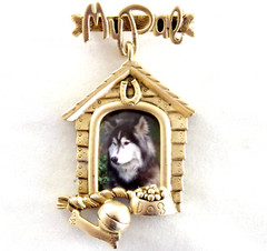 3″ VTG c1980’s DANECRAFT “MY PAL” DOG-THEMED PHOTO FRAME GOLD TONE PEWTER BROOCH