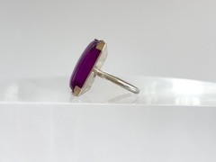 Faux Amethyst Stone Sterling Silver XL Solitaire 925 Vintage Ring – sz 6.5