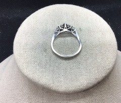 Vintage Sterling 925 Simulated Sapphire & Cut Glass Stone Ring Sz 10 Y1440