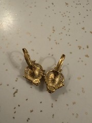 Vintage Joan Rivers Jeweled Bug Insect Leverback Earrings Gold Tone Green Red