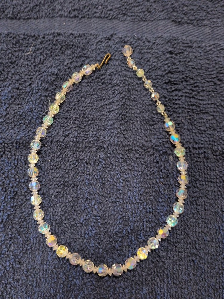 Vintage Aurora Borealis Crystal Bead Necklace