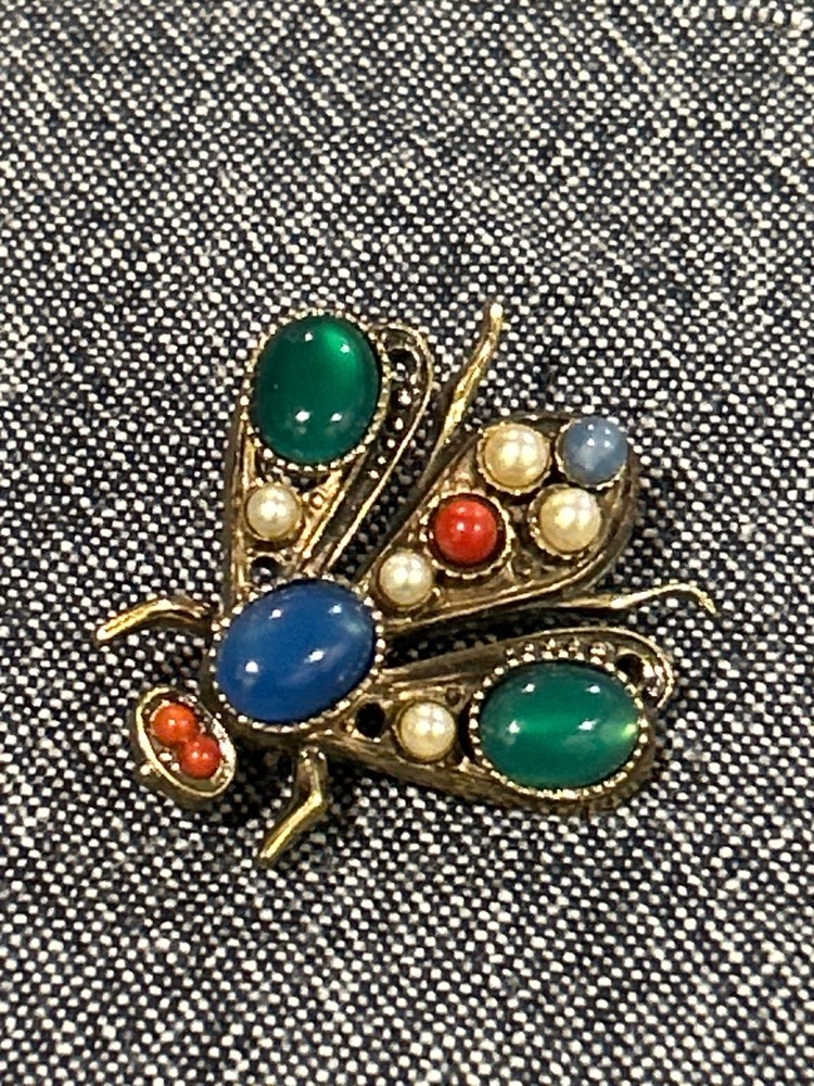 Rare MOANS COUTURE Signed Vintage-Style Figural Insect Brooch Pendant Pin