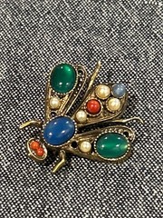 Rare MOANS COUTURE Signed Vintage-Style Figural Insect Brooch Pendant Pin