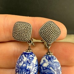 Vintage Chinese Export Bracelet Sterling Silver Clip On Earrings Set 6.5”
